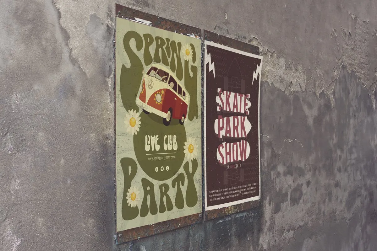 复古海报水泥墙张贴效果样机模板 Venetian Simply Wall