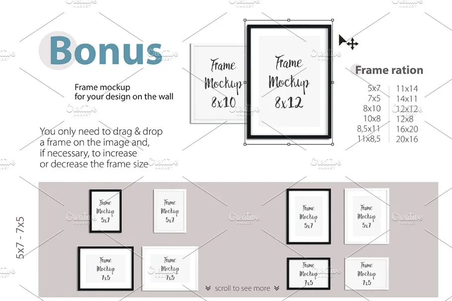 儿童主题卧室墙纸设计&相框样机 Interior KIDS WALL & FRAMES Mockup 2插图(2)