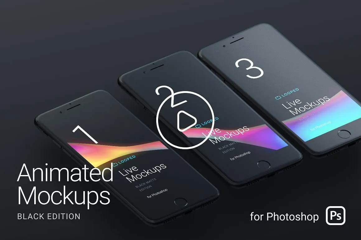 Apple设备动态样机合集[酷黑版本] Looped Animated Mockups | White插图
