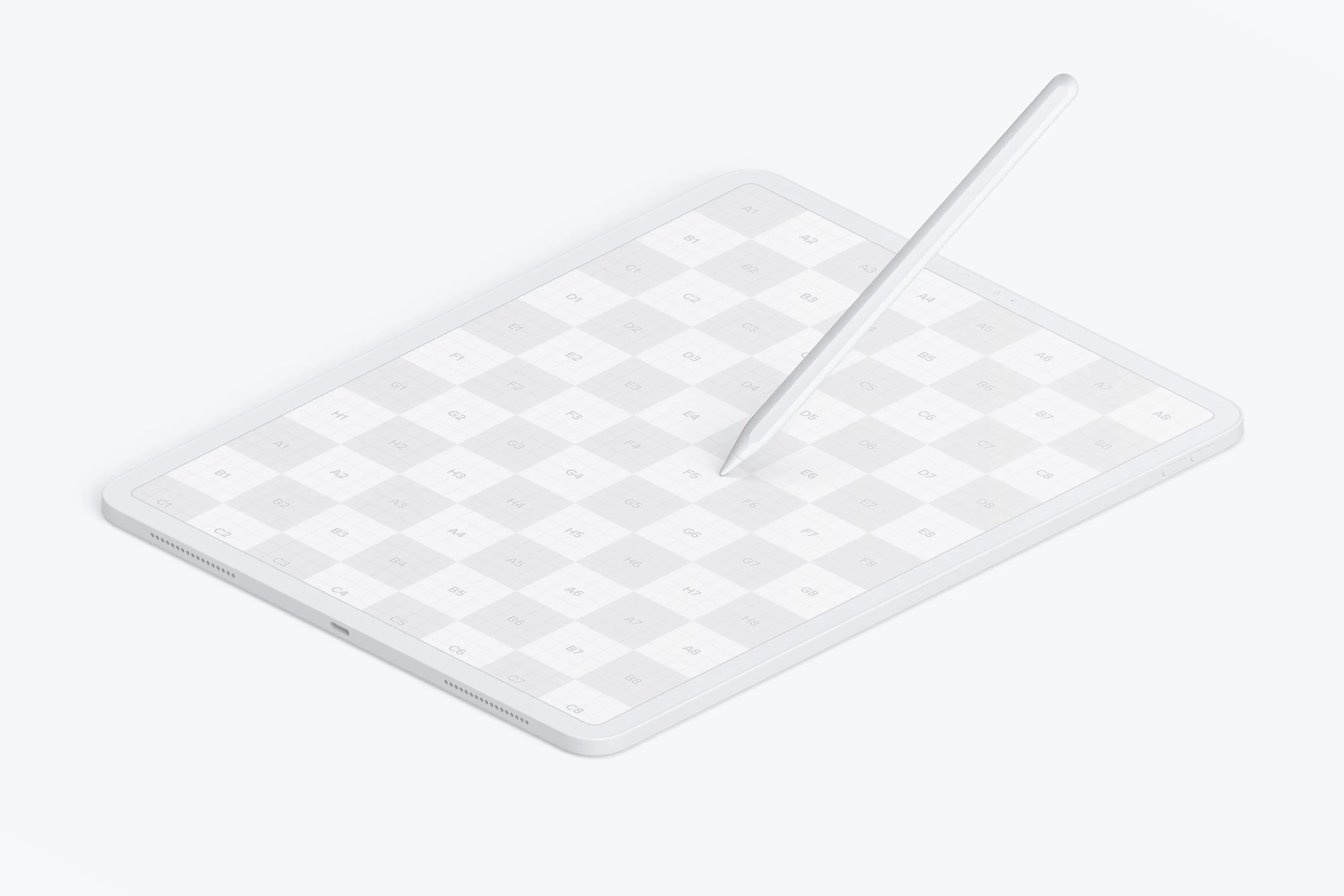 iPad Pro平板电脑等距右视图样机模板素材 Clay iPad Pro 12.9” Mockup, Isometric Right View插图(1)