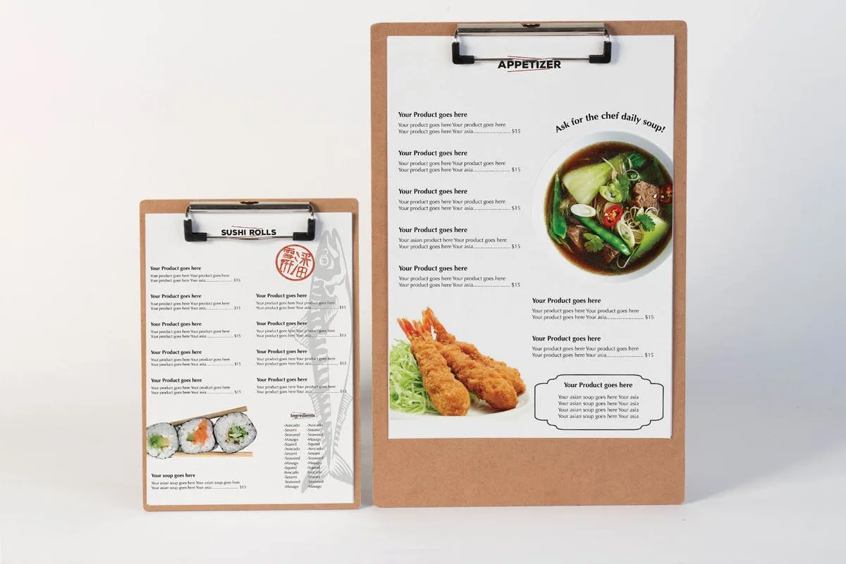 日式餐厅菜单设计样机模板 Restaurant Menu Mock Up插图