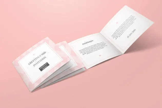 方形庆典贺卡/邀请函样机 Square Greeting Card / Invitation Mockups插图(2)