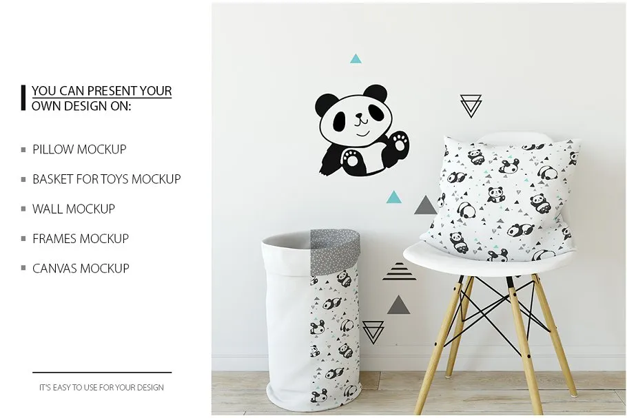 儿童室内织物样机模板 KIDS Interior Fabric Mockup Pack – 1插图(4)