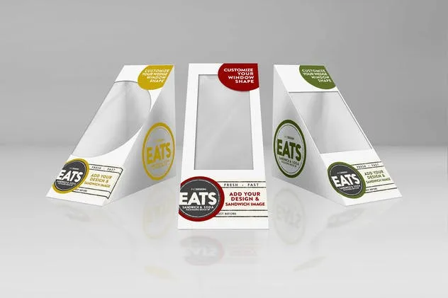 楔形三明治和苏打饮料纸杯样机套装 Sandwich Wedge and Soda Paper Cups MockUp Set插图(4)