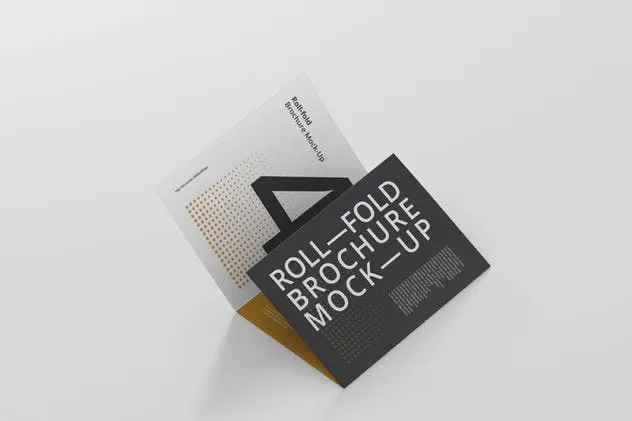 迷你折叠小手册样机模板 Roll Fold Brochure Mockup Din A4 A5 A6插图(3)
