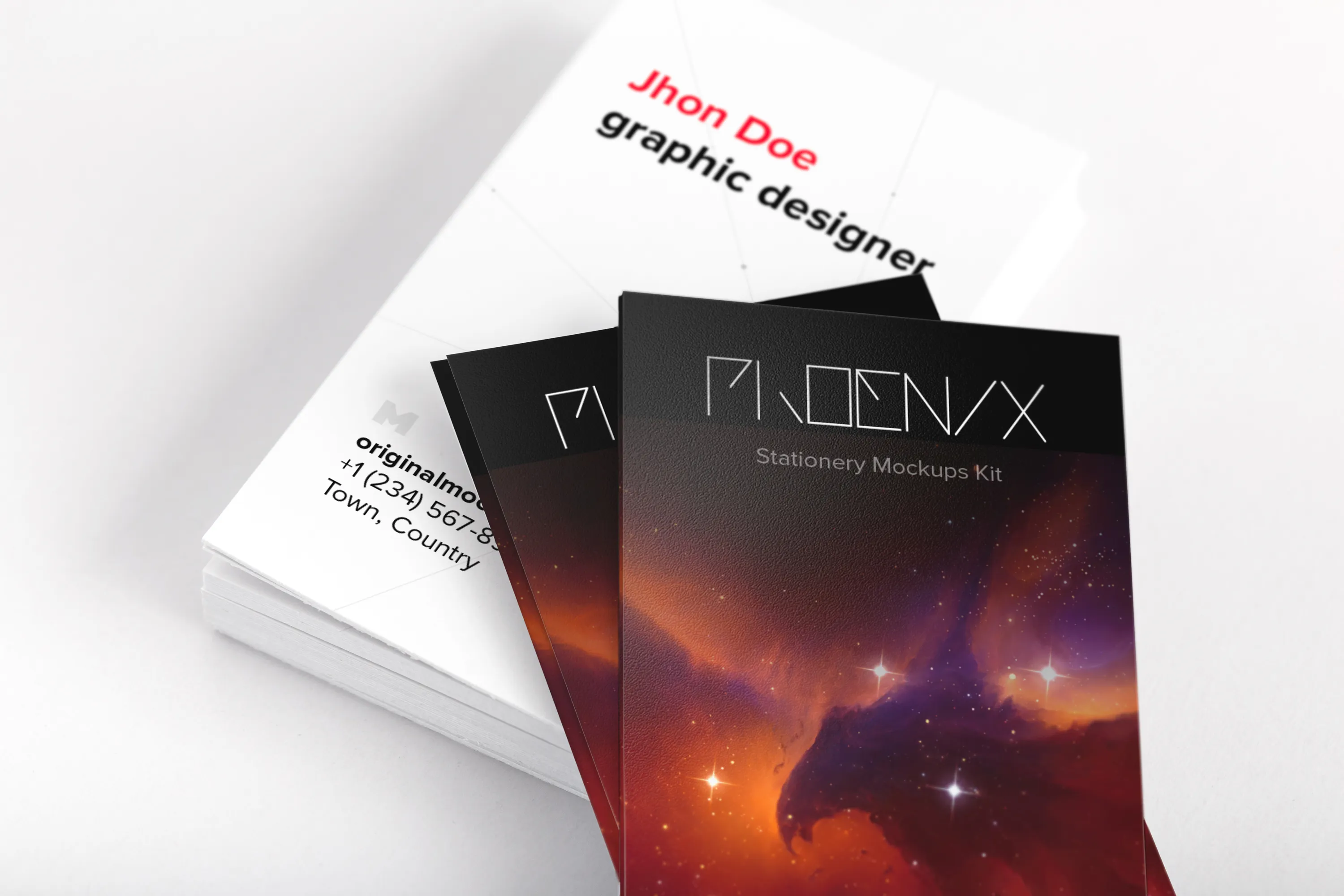 企业名片设计双面印刷效果图样机04 Business Cards Mockup 04