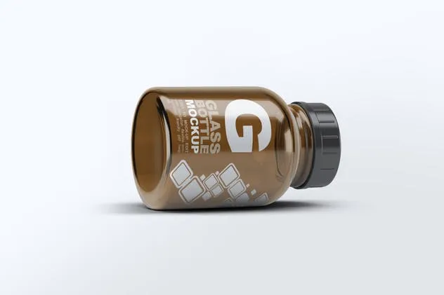 美容药品玻璃罐子瓶子样机 Pill Cosmetics Glass Bottle Mock-Up插图(5)