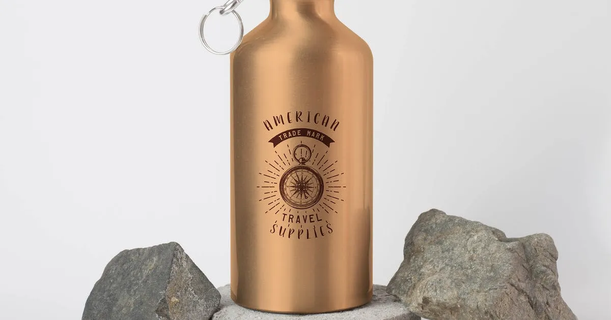 铝制运动水杯外观设计效果图像素设计精选 Aluminium Sport Bottle Mock Up