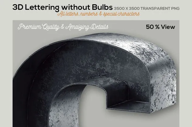 大帐篷灯泡装饰金属字体场景模板6 Marquee Light Bulbs Chaos 6 – Black 2 Lettering插图(2)