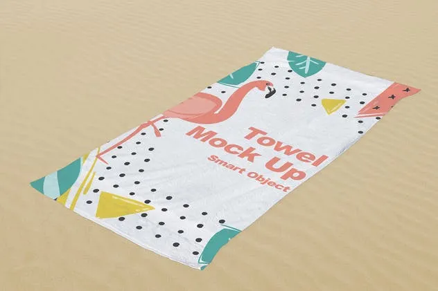 沙滩巾印花图案设计样机模板 Beach Towel Mock Up插图(2)