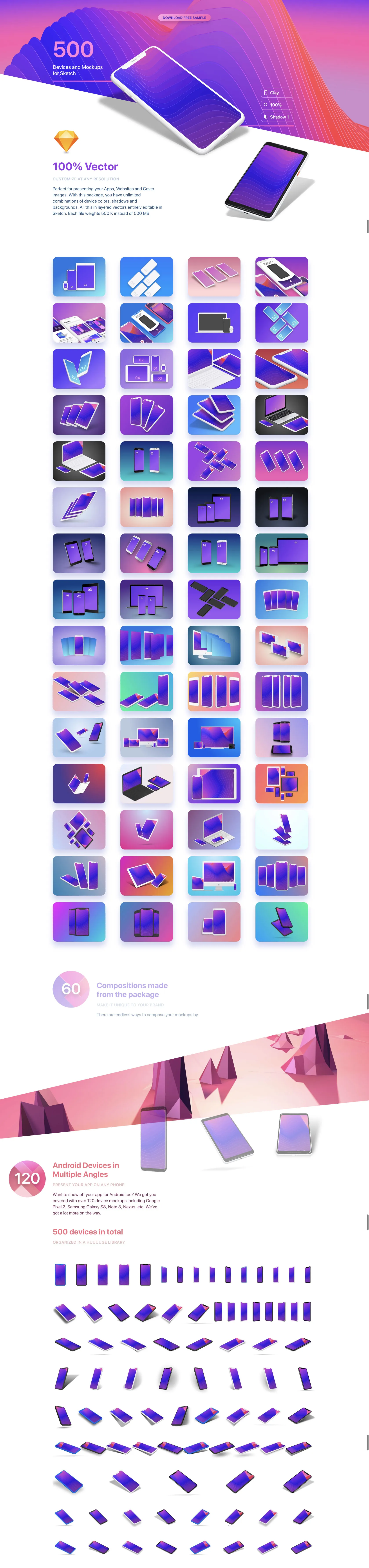 像素设计下午茶：超级漂亮的苹果安装UI设计展示模型Mockups下载[iPhone X，Android,iPad，Sketch,1.32GB]