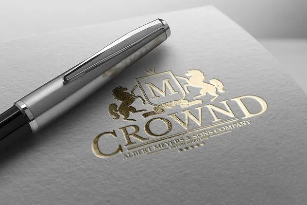 Logo商标烫金印刷效果图素材库精选模板v2 Logo Mock-Up / Exclusive Paper Edition 2插图(1)