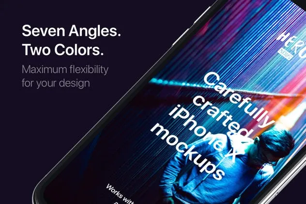 高质量黑色iPhone X设备样机模板 HERO Phone X Mockups插图(5)