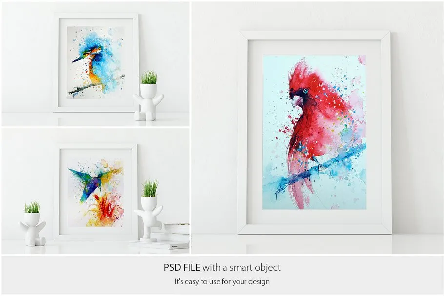 白色格调现代相框样机模板 Frames Mockup – PACK (White)插图(2)