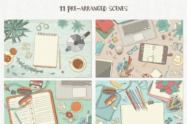 手绘插画风格场景设计素材包 Illustrated Scene Creator插图(9)