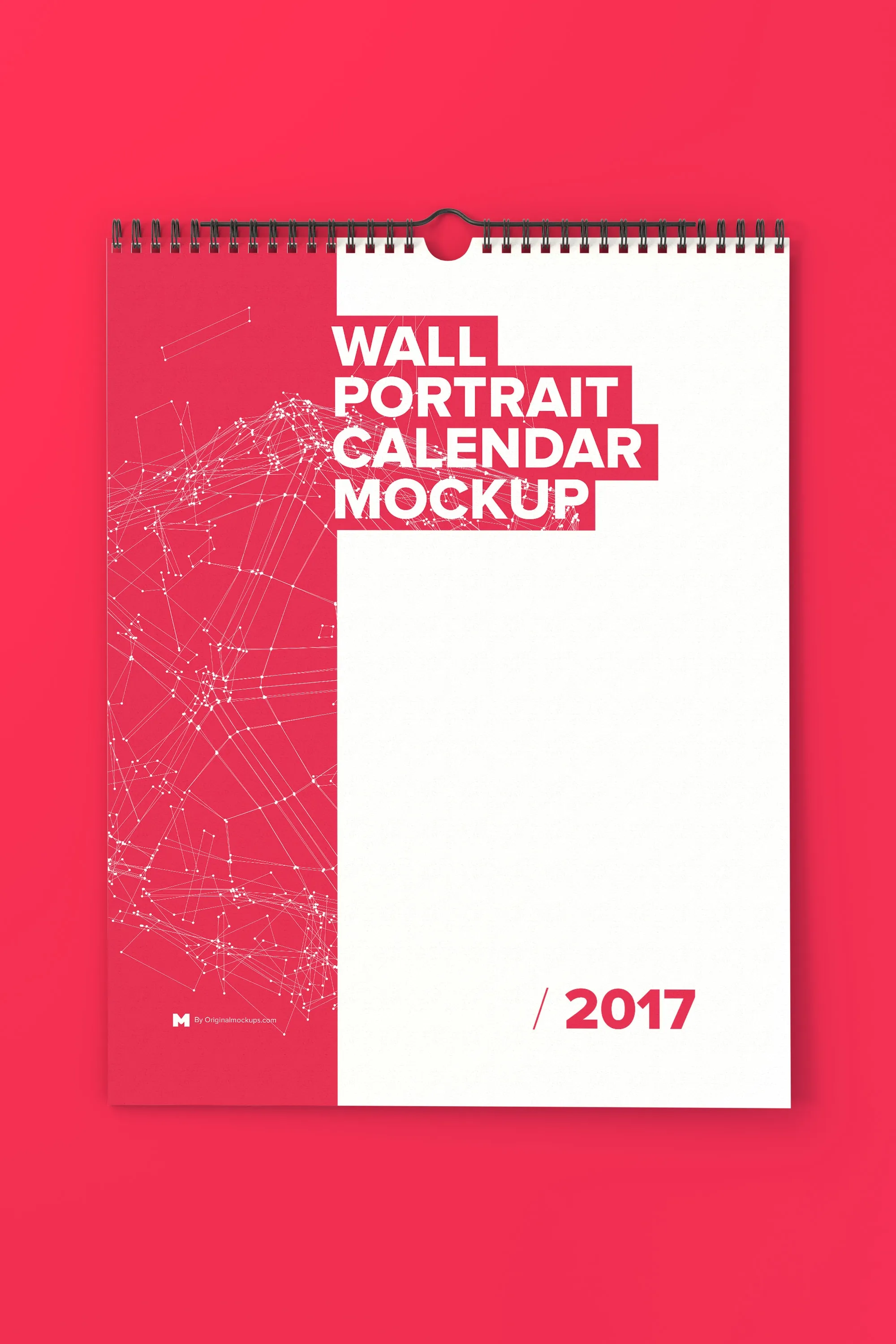 挂墙日历年历设计样机模板 Wall Portrait Calendar Mockup插图(2)