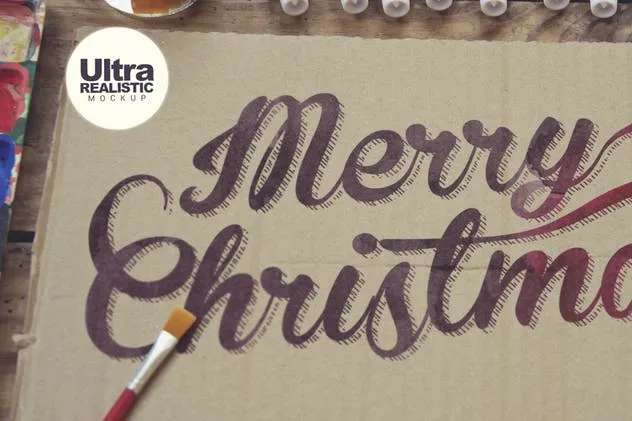 水彩插画创作画室场景牛皮纸样机模板 Paperboard Paint Scene插图(3)