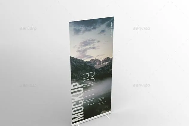 垂直卷帘画海报样机模板 Rollup Mockup插图(8)