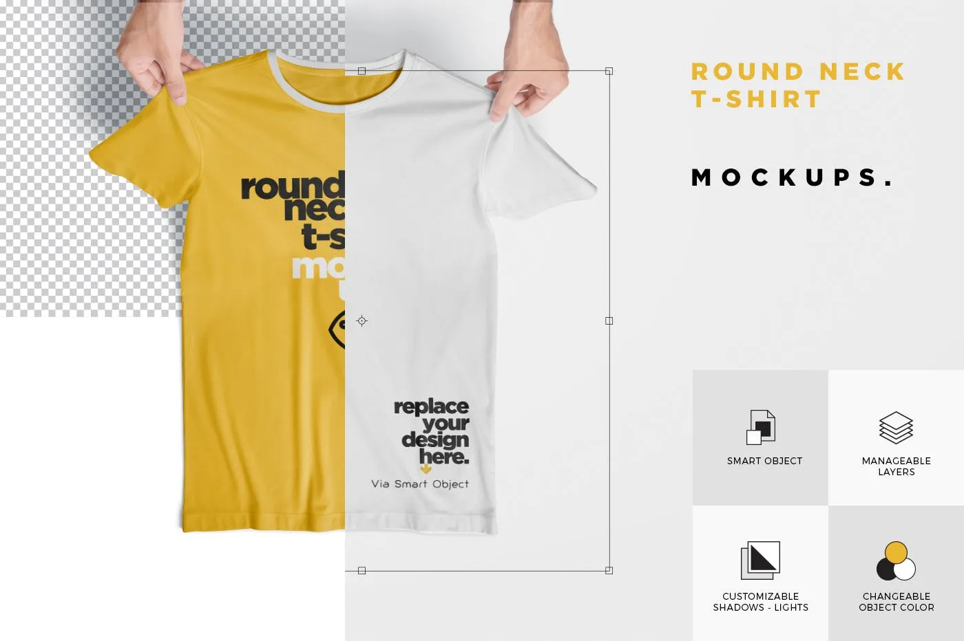 圆领T恤服装印花设计效果展示样机 Round-Neck T-Shirt Mockups插图(5)