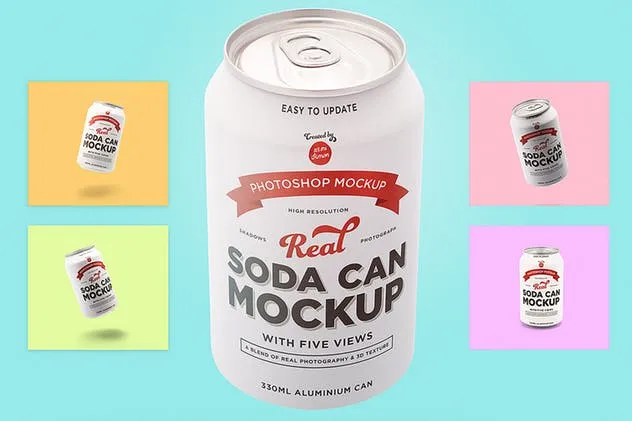 苏打水/碳酸饮料易拉罐样机 Soda can mockup插图(1)