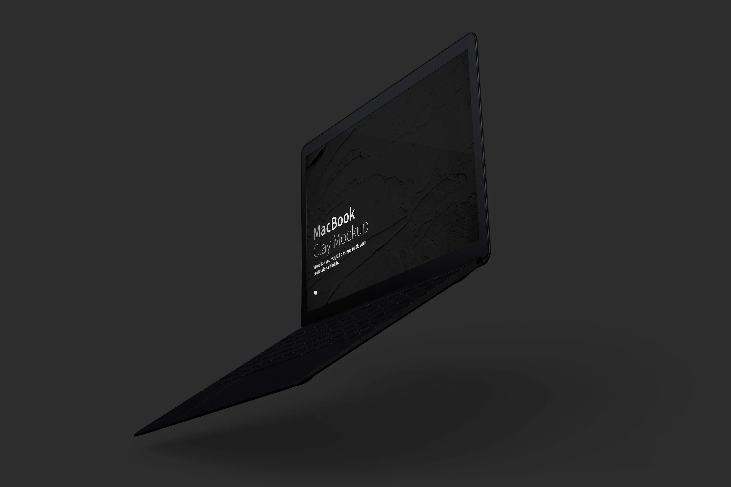 MacBook笔记本电脑悬空效果右视图样机模板 Clay MacBook Mockup, Floating Right View插图(3)