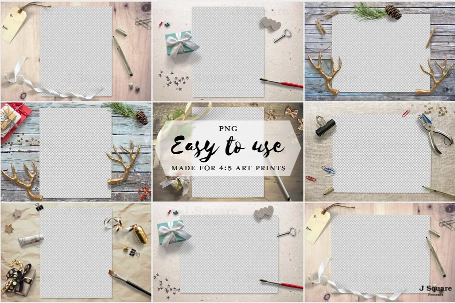 文艺范场景纸张样机模板 Styled Scene MockUps for 8×10 Prints插图(1)