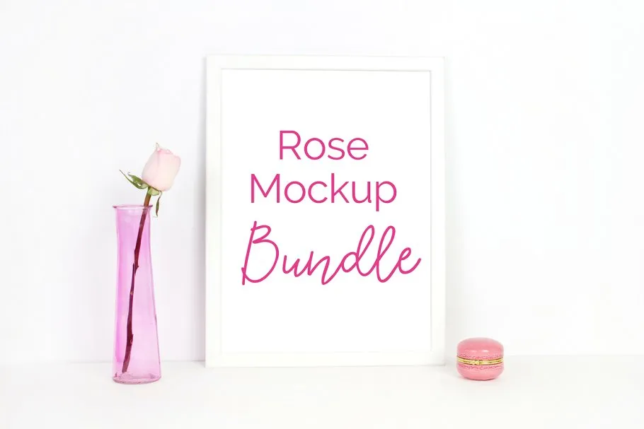 玫瑰花配图照片展示样机 Rose Mockup Bundle (5 Images)插图