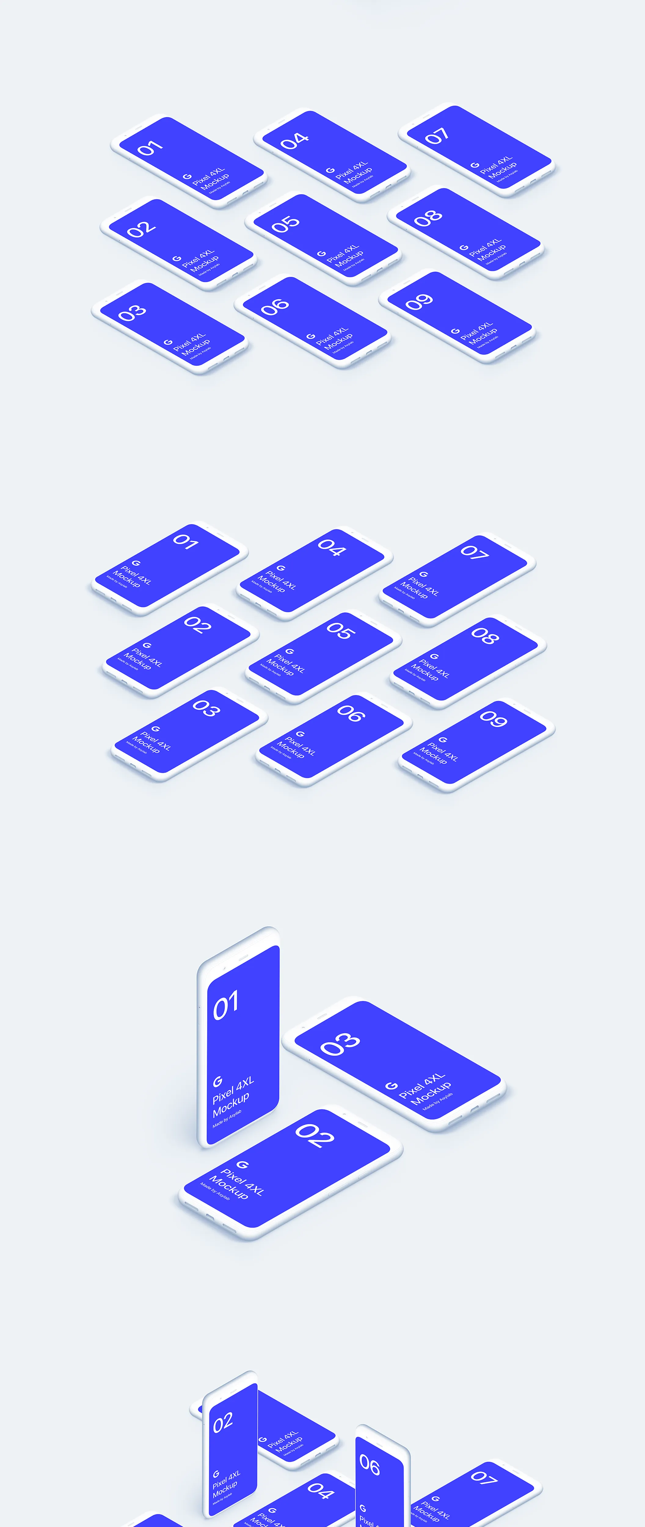 素材库下午茶：Google Pixel 4手机效果图黏土素材库精选样机模板插图(4)