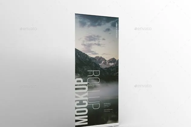 垂直卷帘画海报样机模板 Rollup Mockup插图(9)