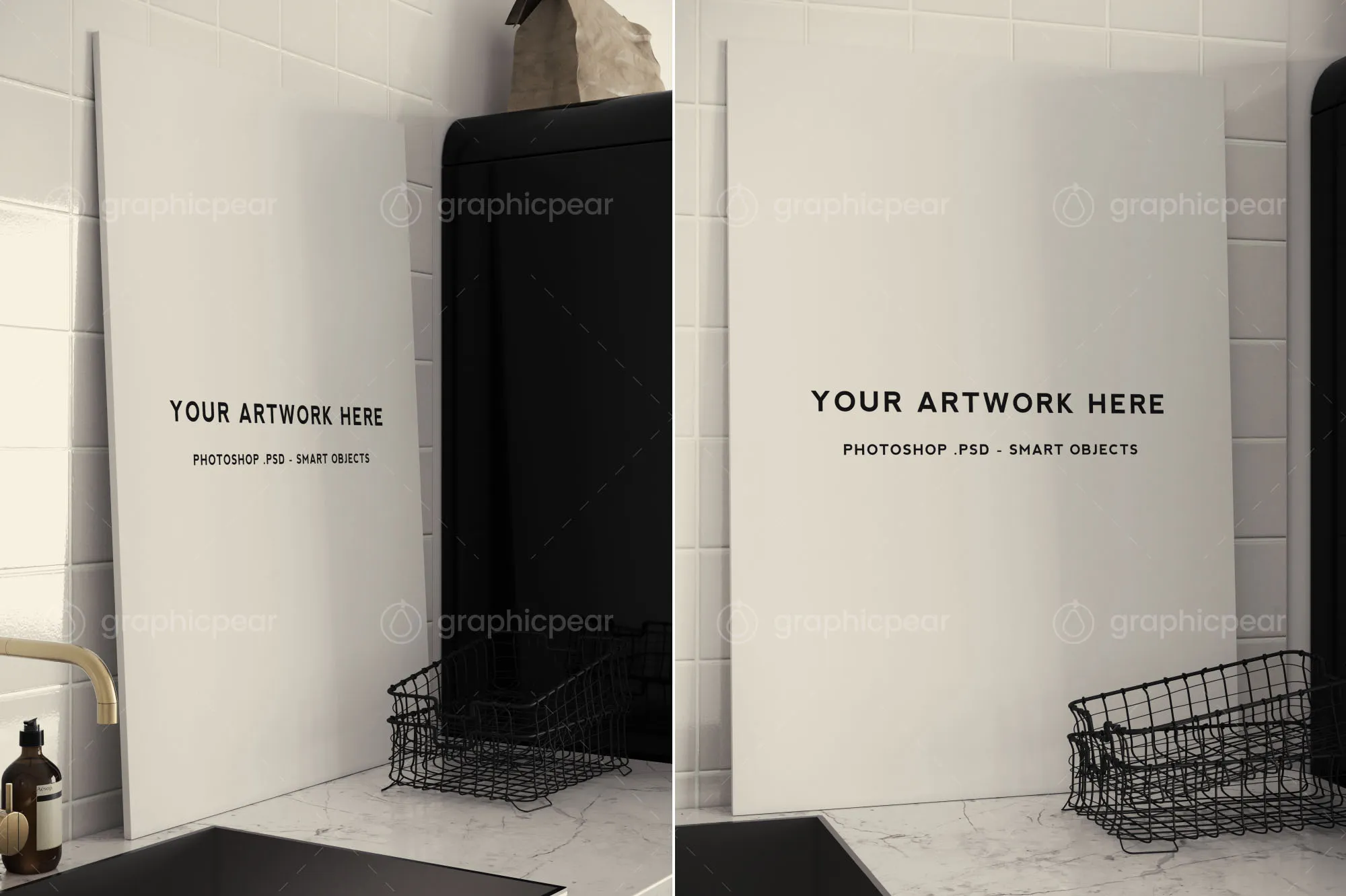 厨房场景海报设计效果图预览样机 Poster Mockup in Kitchen Scene Setting插图(2)