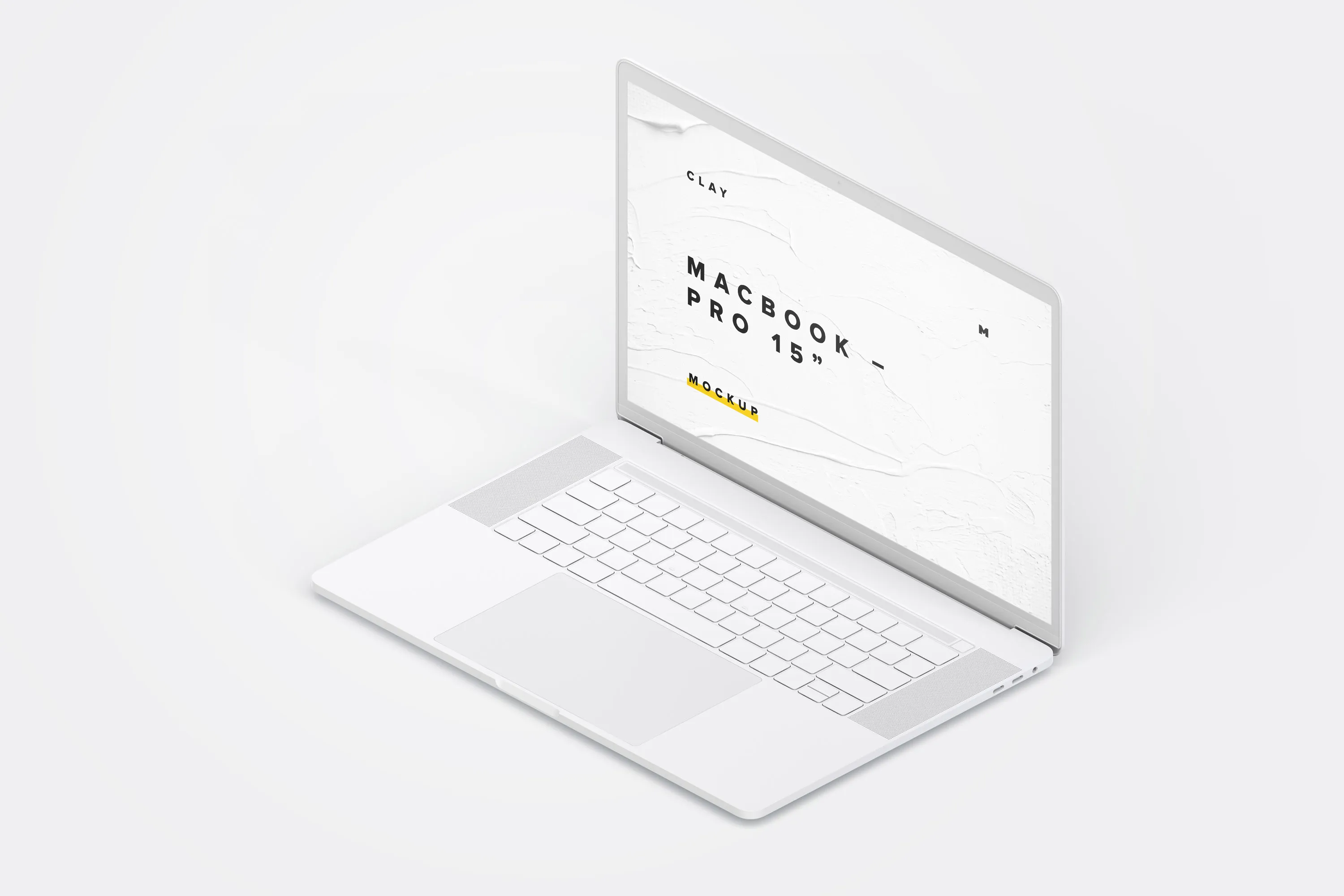 MacBook Pro笔记本电脑设计效果演示右视图样机 Clay MacBook Pro 15quot; with Touch Bar, Right Isometric View Mockup