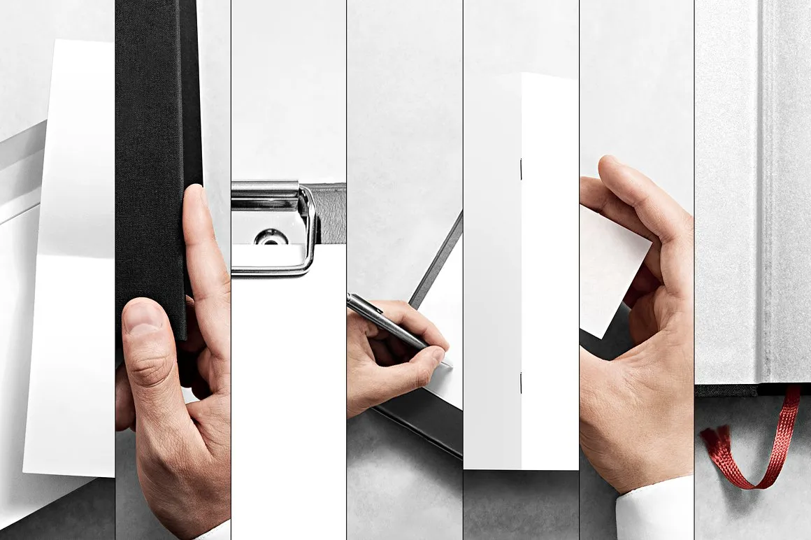 纸张样机集合（信纸、信封、笔记本内页、名片和折页等）Paper mockups bundle插图(13)