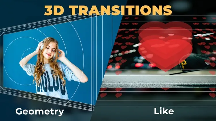 3D几何体动态照片展示像素设计精选AE模板