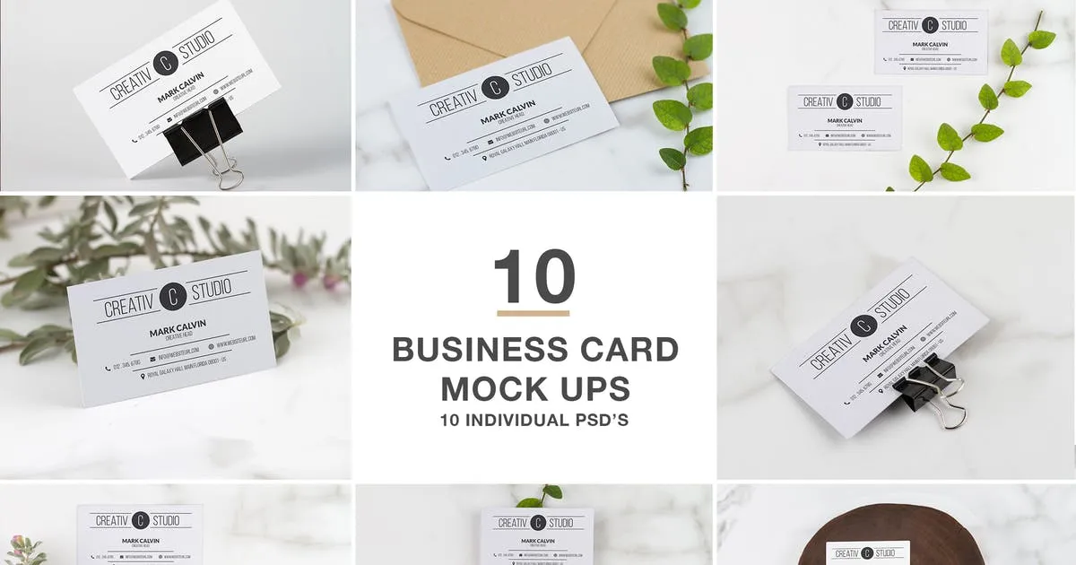 优雅场景背景企业名片设计效果图素材库精选模板 Business Card series Mock Up插图