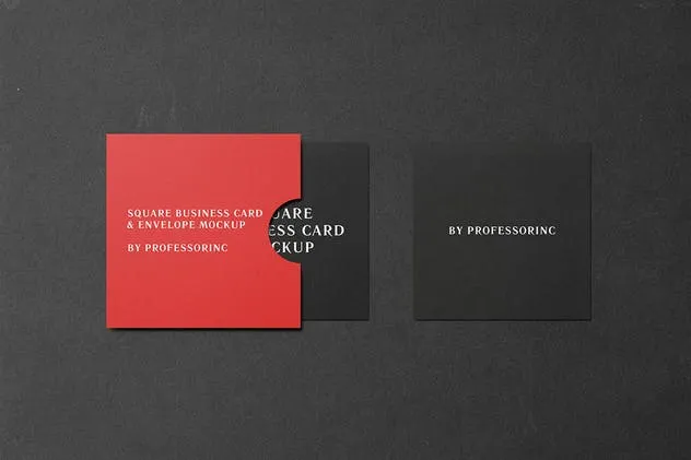 黑色方形商业名片样机模板 Square Business Card Mockup – Black Edition插图(4)