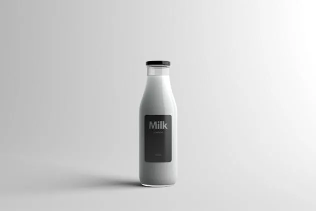 玻璃牛奶瓶牛奶品牌Logo设计展示样机模板 Milk Bottle Packaging Mock-Up插图(7)