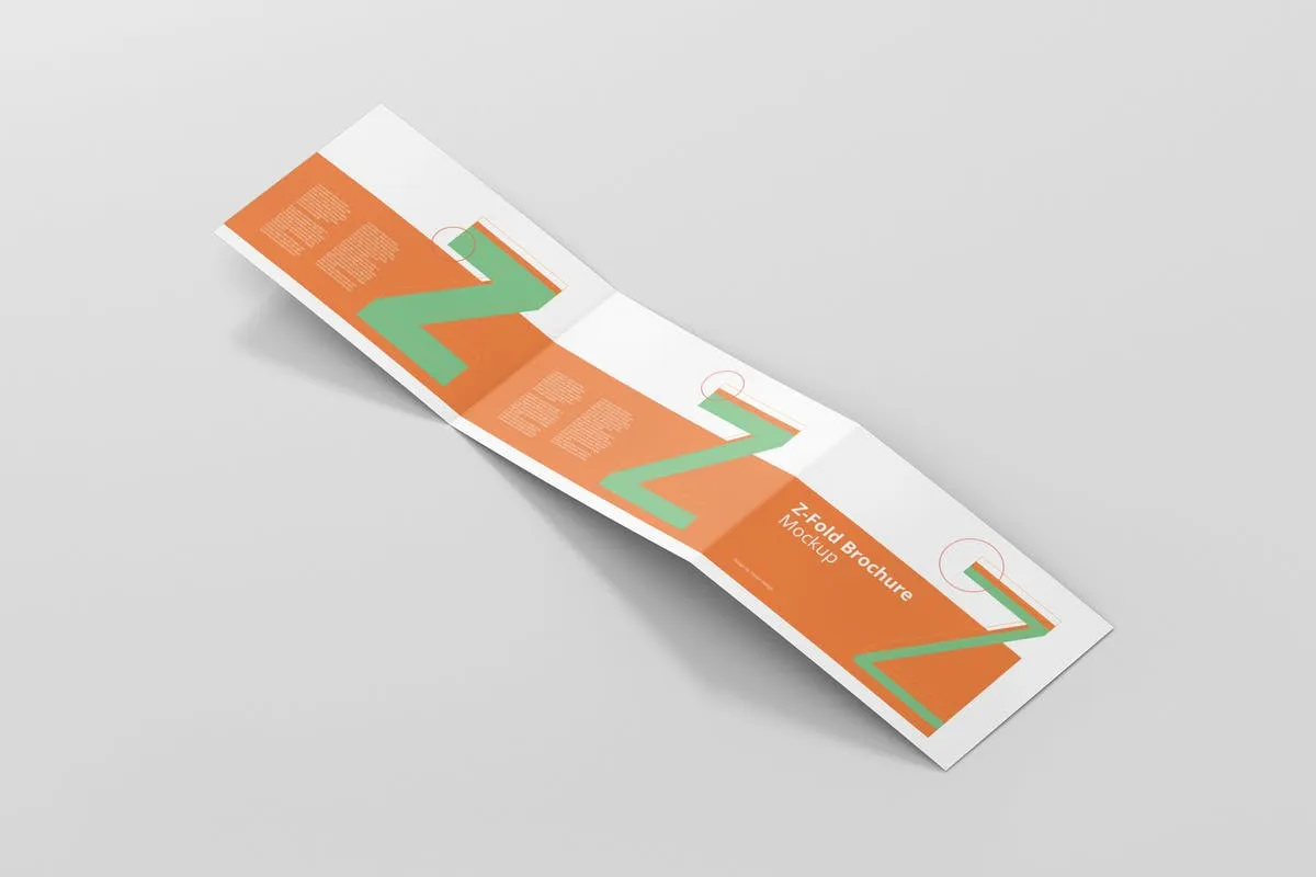 横向三折页菜单/广告册子样机模板 Z-Fold Brochure Mockup#8211; Landscape Din A4 A5 A6