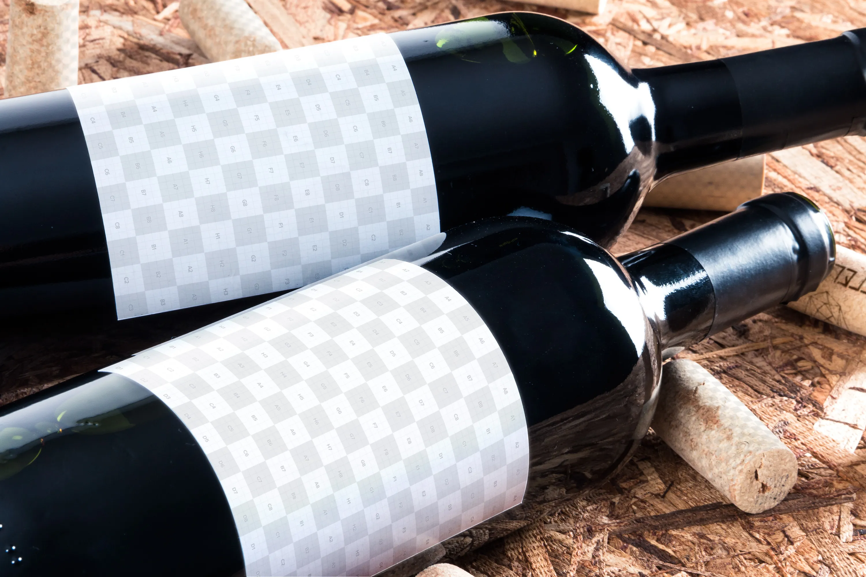 葡萄酒洋酒酒瓶外观标签设计样机模板04 Wine Bottle Mockup 04插图(1)