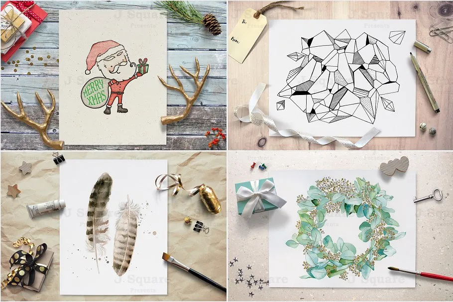 文艺范场景纸张样机模板 Styled Scene MockUps for 8×10 Prints插图(2)