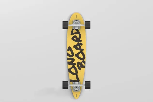 长滑板手绘图案设计样机模板 Skateboard Longboard Mockup插图(5)