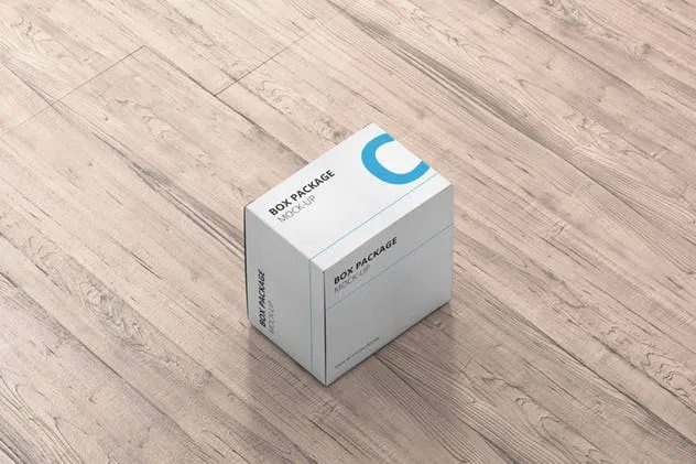 纸质包装盒外观设计样机模板 Package Box Mock-Up – Flat Square插图(3)