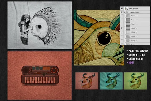 服装印花设计展示纹理背景样机模板 T-Shirt Textures – Mockup Collection插图(2)