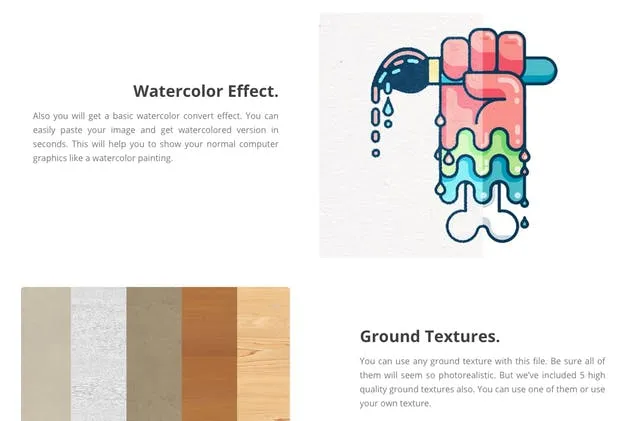 水彩颜料艺术插画样机 Watercolor Paint Mock Up插图(4)