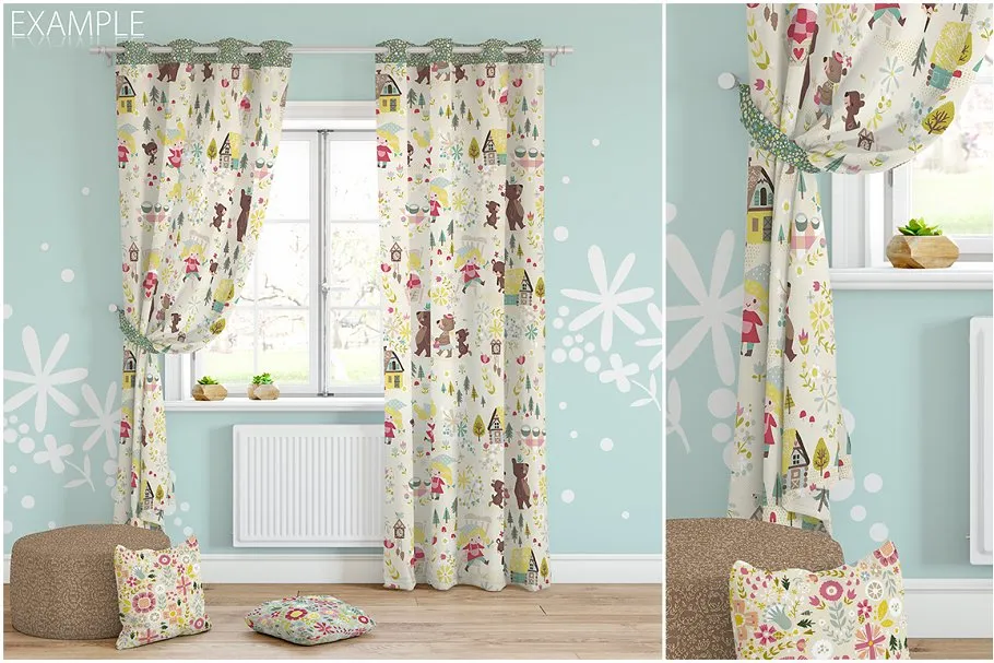 儿童室内织物样机模板 KIDS Interior Fabric Mockup Pack – 1插图(8)