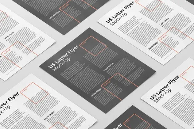 美国信纸尺寸传单设计样机模板 US Letter Flyer Mock-Up插图(5)
