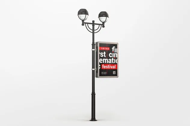 城市灯柱海报广告牌样机 Lamp Post Advertising Mockup插图(5)