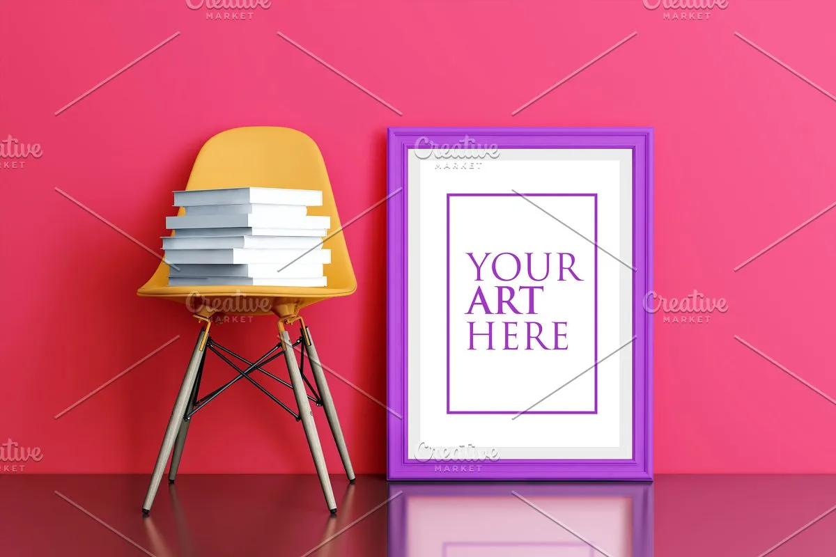 多彩的画框&椅子场景样机展示模板插图(10)