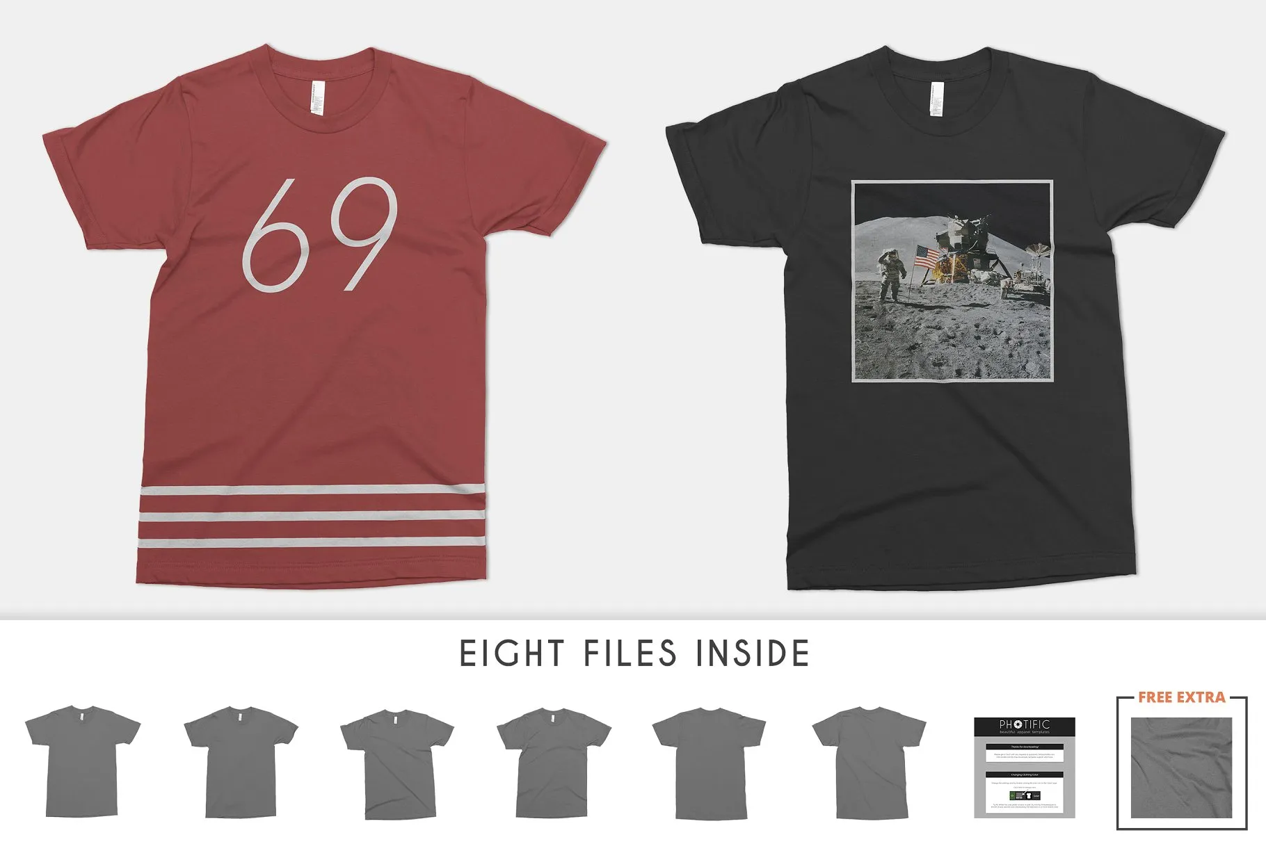 美式男士T恤样机模板 American Apparel 2001 Shirt Mockups插图(2)