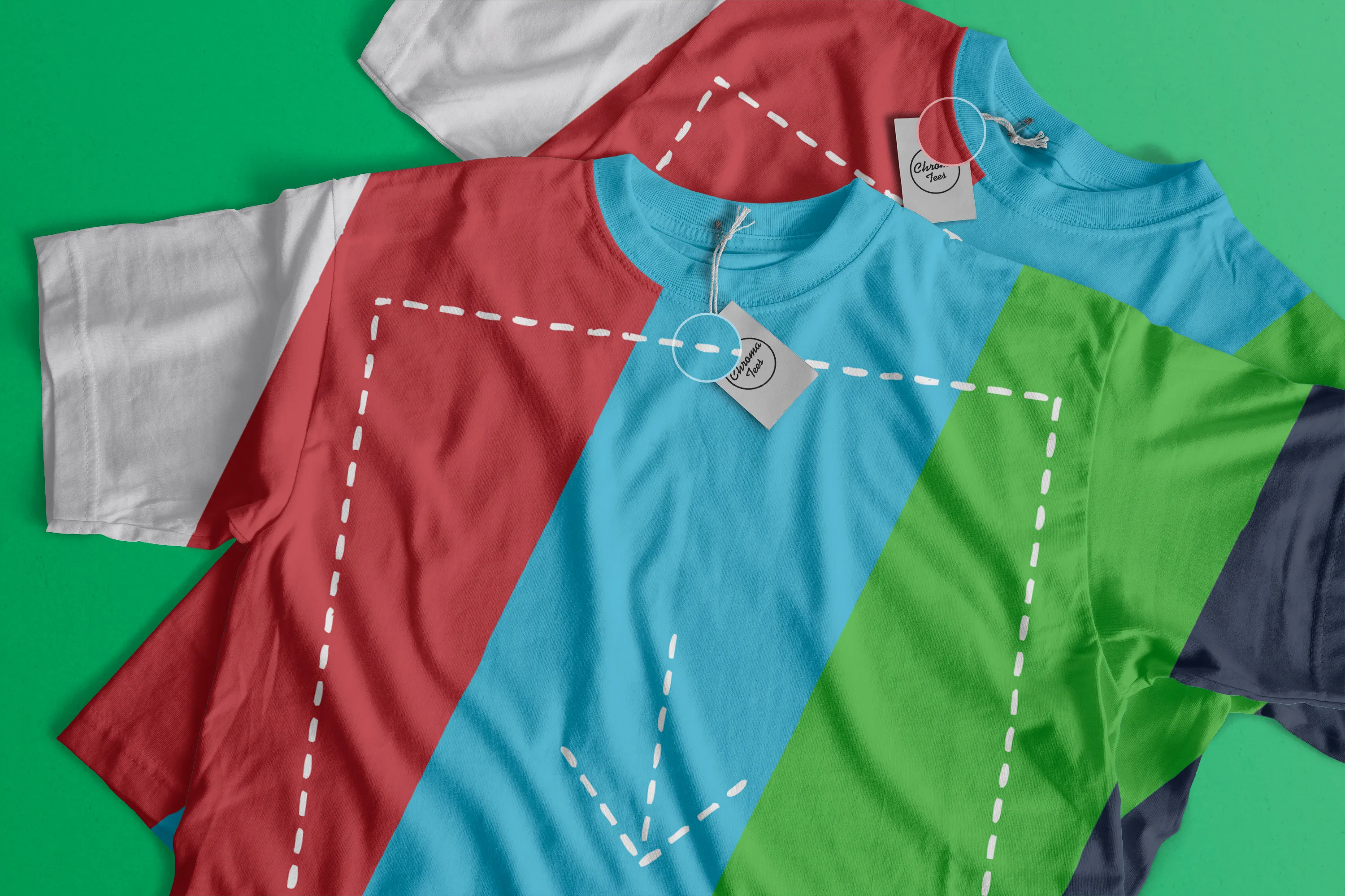 堆叠效果T恤胸前印花设计效果图样机03 T-Shirts Mockup 03插图(1)