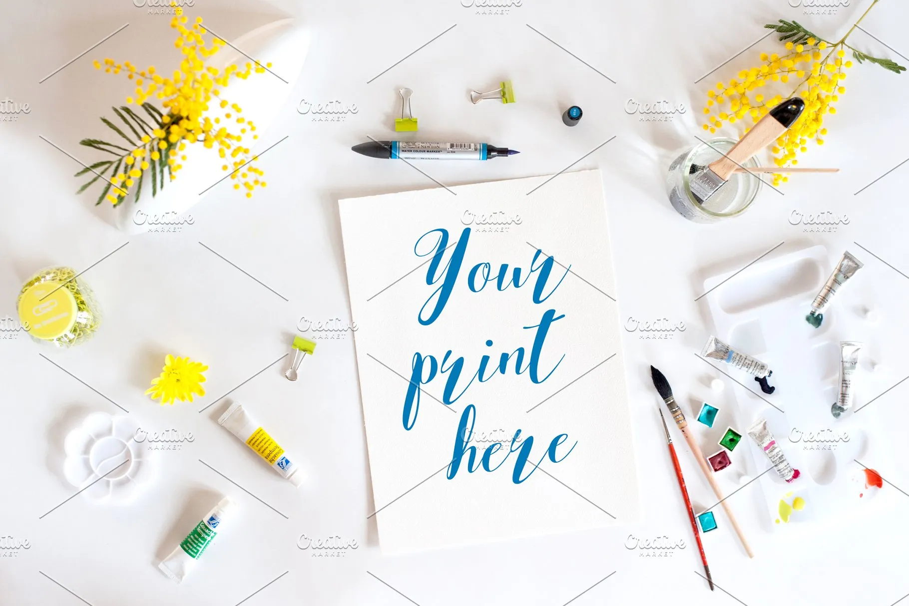 春意盎然场景样机模板合集 Set of 6 Mockups spring watercolor插图